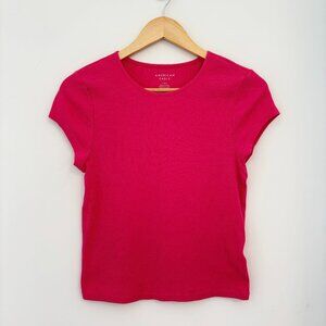 American Eagle Basic Ribbed Tee, Pink, Large
